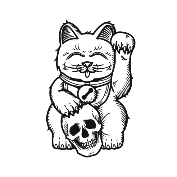 Lucky Cat with Skull